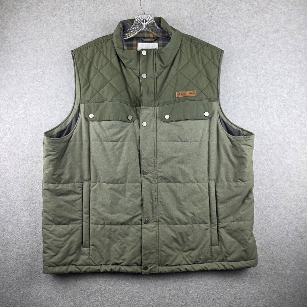 Columbia Vest Mens 2XL Green Quilted Ridgestone Insulated Lined Pockets